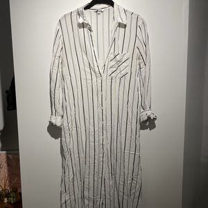 Long button up striped duster | Express